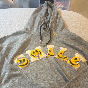Gray Hoodie with Yellow Smile Design